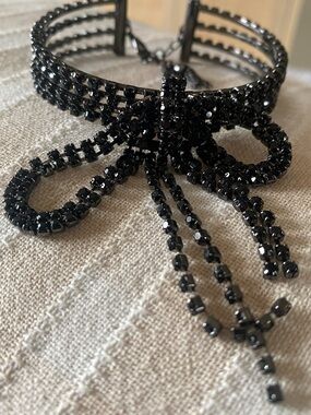 Black Crystal Bow Statement Bracelet